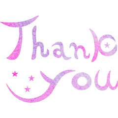 Illustration of a beautiful watercolor patterned “Thank you!” icon image