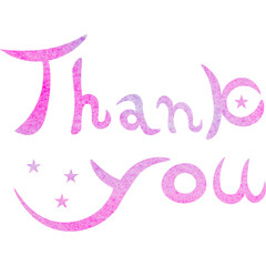 Illustration of a beautiful watercolor patterned “Thank you!” icon image