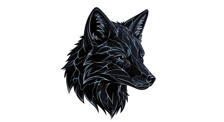 Obraz premium Artistic depiction of a dark fox with glowing linear design element style expression