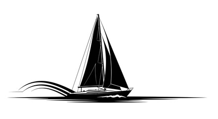 Elegant sailboat silhouette against a serene horizon conveys tranquility and nautical adventure