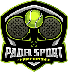 Two padel sport emblem logo design