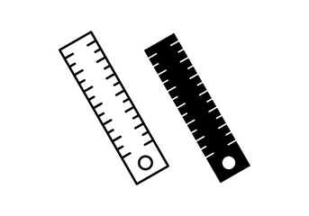 Black ruler icon, symbol of measurement and geometry.