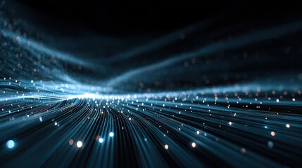 Abstract Digital Landscape With Glowing Particles