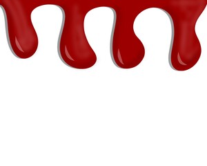 red wavy illustration. Drops of red syrup or liquid. Red waves with drops.