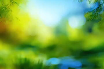 Obraz premium Blurred Background Of Lush Green Leaves And Bright Sunlight
