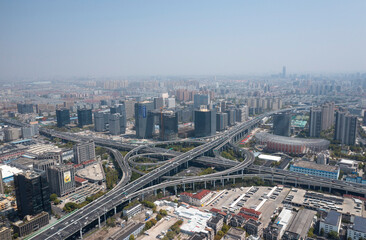 Fototapeta premium Shanghai, China- November 25,2023: The drone aerial view of cityscape. High quality photo