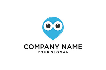 Blue balloon icon with big eyes logo design