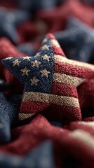 Decorative star features American flag design, symbolizing patriotism and celebration during national holidays