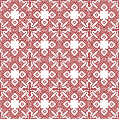 Seamless Detailed Geometric Red and White Decorative Pattern