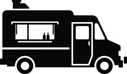 Modern food truck silhouette isolated on white simple icon for mobile food business and catering services vector