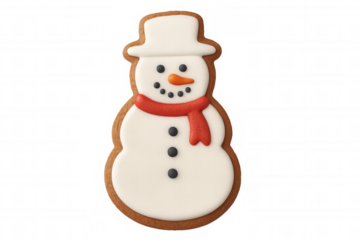 Gingerbread snowman cookie decorated with icing, celebrating christmas and winter holidays, transparent background