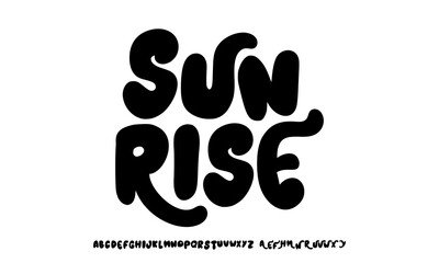 Groovy. Bubble font, wavy bold letters, soft organic alphabet, playful logo, whimsical typography, joyful design. Eco-friendly packaging, kids designs. Vector typeset