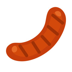 Vector illustration of grilled sausage with stripes, flat cartoon doodle style isolated.