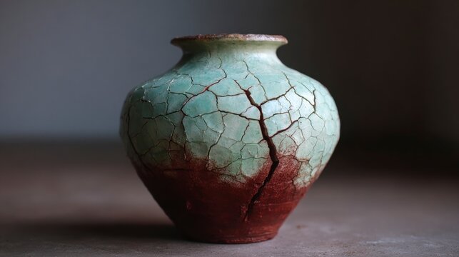 Cracked ceramic vase