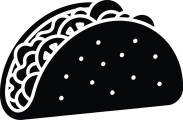 Delicious taco icon vector graphic minimalist food symbol vector silhouette mexican cuisine vector