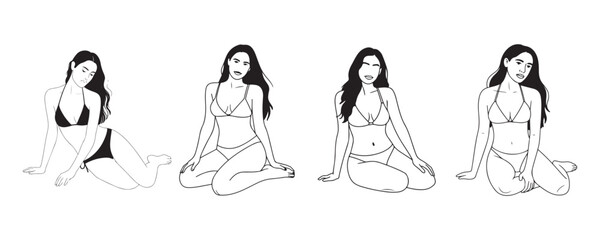Vector Illustration of Woman in Bikini Pose