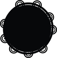 Simple black silhouette tambourine icon percussion instrument musical element isolated studio vector