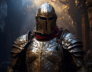 Knight in ornate golden armor