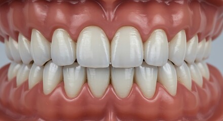 Dental model close up view of perfect healthy white teeth and gums