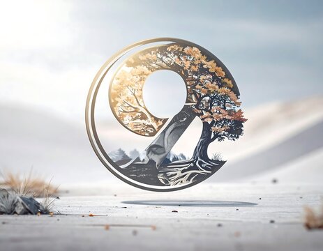 Abstract number nine design with layered imagery