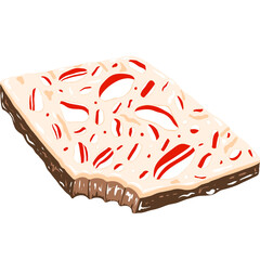 Christmas Candy Cane Bark Cookie With Chocolate Clipart, Xmas Treat Illustration 