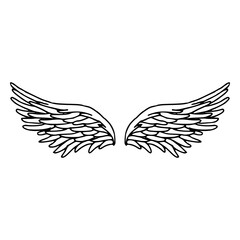 hand drawn sketch angel wings illustration