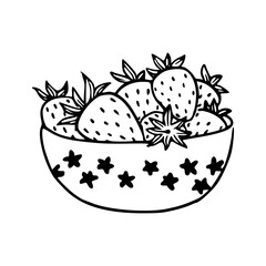 doodle style fresh fruit in a decorative dish