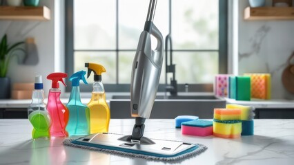 Achieve a sparkling clean home effortlessly with modern cleaning supplies and advanced mop technology for a pristine living space