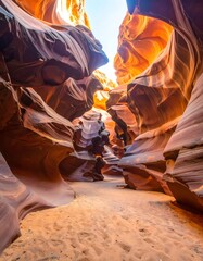 Stunning sandstone canyon, sunlit