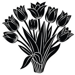 tulip flower bouquet vector illustration on white .eps