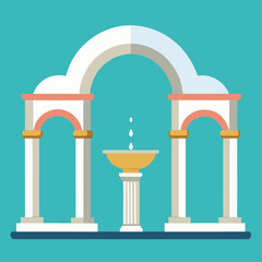 twin marble arches with fountain between them  (1).eps