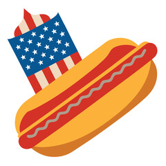 vector illustration of hot dog with american flag .eps