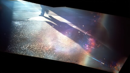 Sunlight Glints On Pavement With Shadows