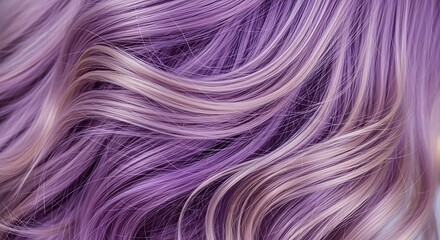 Closeup of wavy with stylish lavender and blonde hair texture background.