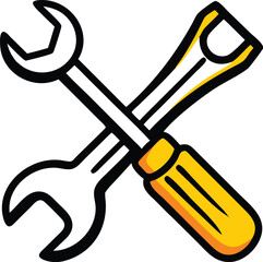 wrench and screwdriver crossed vector on white bac (1).eps