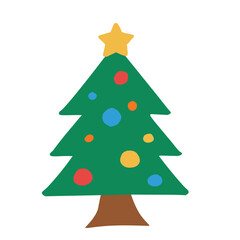 Christmas Tree in Flat Style for Holiday Decoration Icon