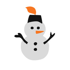 Snowman in Flat Style for Winter Christmas Holiday Icon