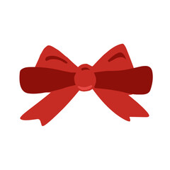Christmas Bow in Flat Style for Holiday Festive Decoration Icon
