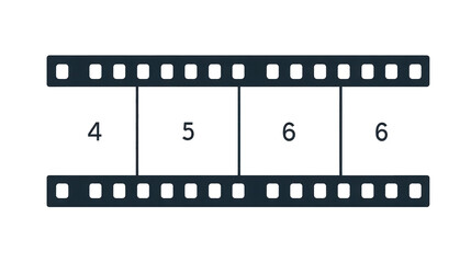 Film Strip Frames with Numbers on Transparent Background