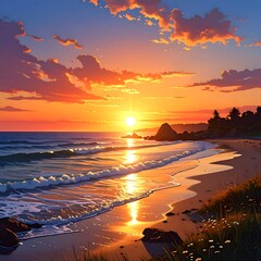 Stunning sunset beach scene