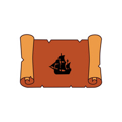 Ancient Scroll with Sailing Ship Silhouette – Columbus Day