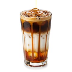 Delicious iced caramel coffee drink with cream and drizzle perfect for refreshment