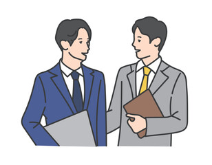 2人の働くビジネスパーソンのシンプルイメージ イラスト素材