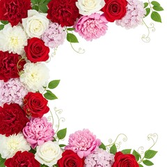 Elegant floral arrangement featuring vibrant roses, peonies, and hydrangeas, perfect for sophisticated designs and celebrations
