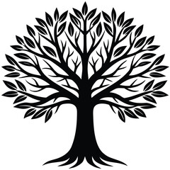 Obraz premium tree silhouette simple design vector on white back.eps