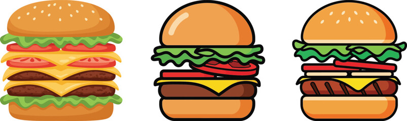 Juicy burger illustration, delicious food