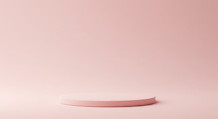 Minimalist pink product display platform isolated against plain background