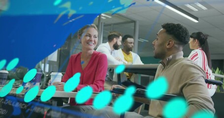 Business team responding to digital map overlay and analyzing printed report for global insights - Powered by Adobe