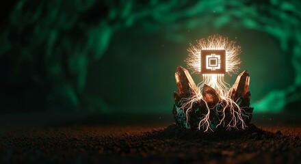 Digital Core Illuminated Processor Held by Crystalline Structure