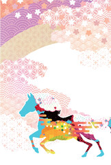 午　年賀状　干支　背景